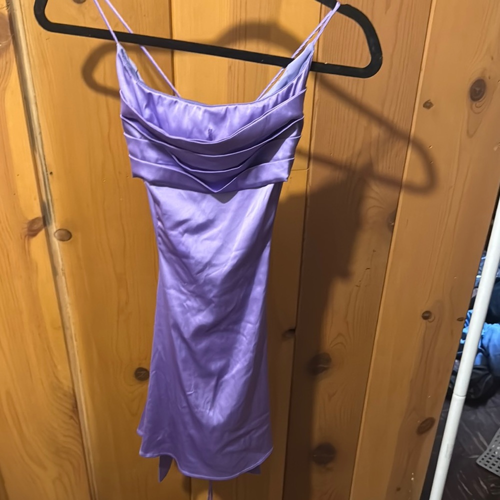 Lucy in the Sky Purple Ruched Mini Slip Dress